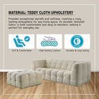 Falan 4-Seater Sofa with Stool Teddy Cloth Upholstery Sofa in Light Grey/Beige Colour