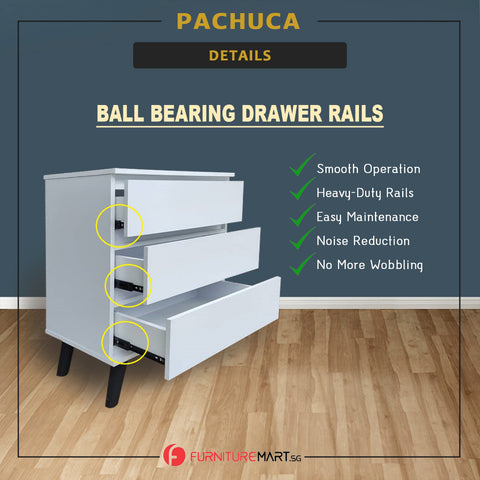 Image of Pachuca Series 1 Premium Chest of 3 Drawers Collection Full Laminated Back Panel in 6 Colours