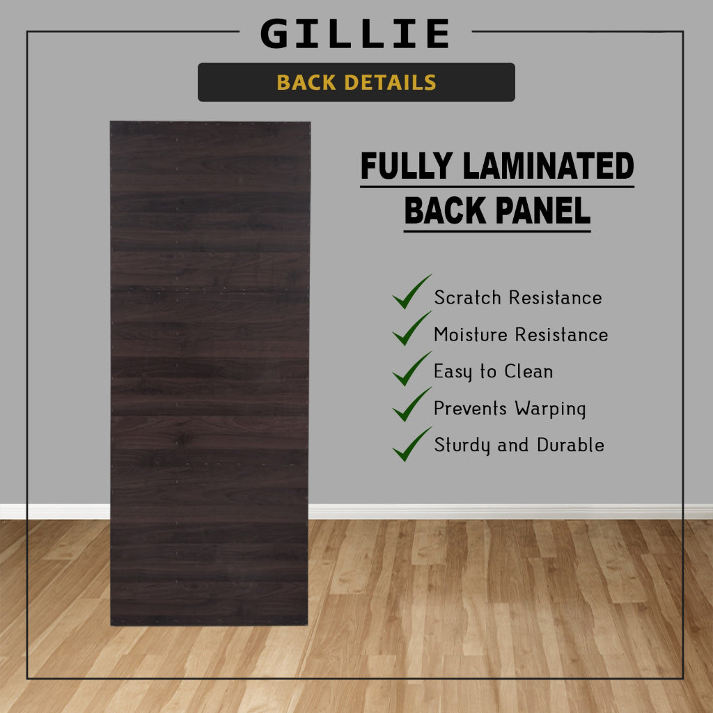 Gillie Series 2 Doors Tall Wardrobe with Top Cabinet Fully Laminated Back in 6 Colours
