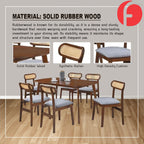 Willy 1+6 Dining Set w/ Table & Chair Solid Rubber Wood with Synthetic Rattan