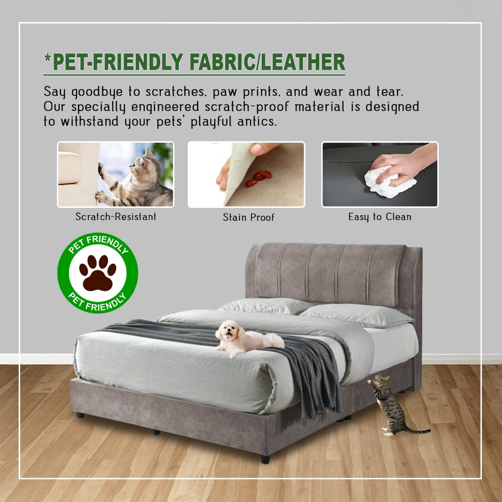 Hera Divan Bed Frame with Foam Padded Headboard - PetFriendly Option / All Sizes