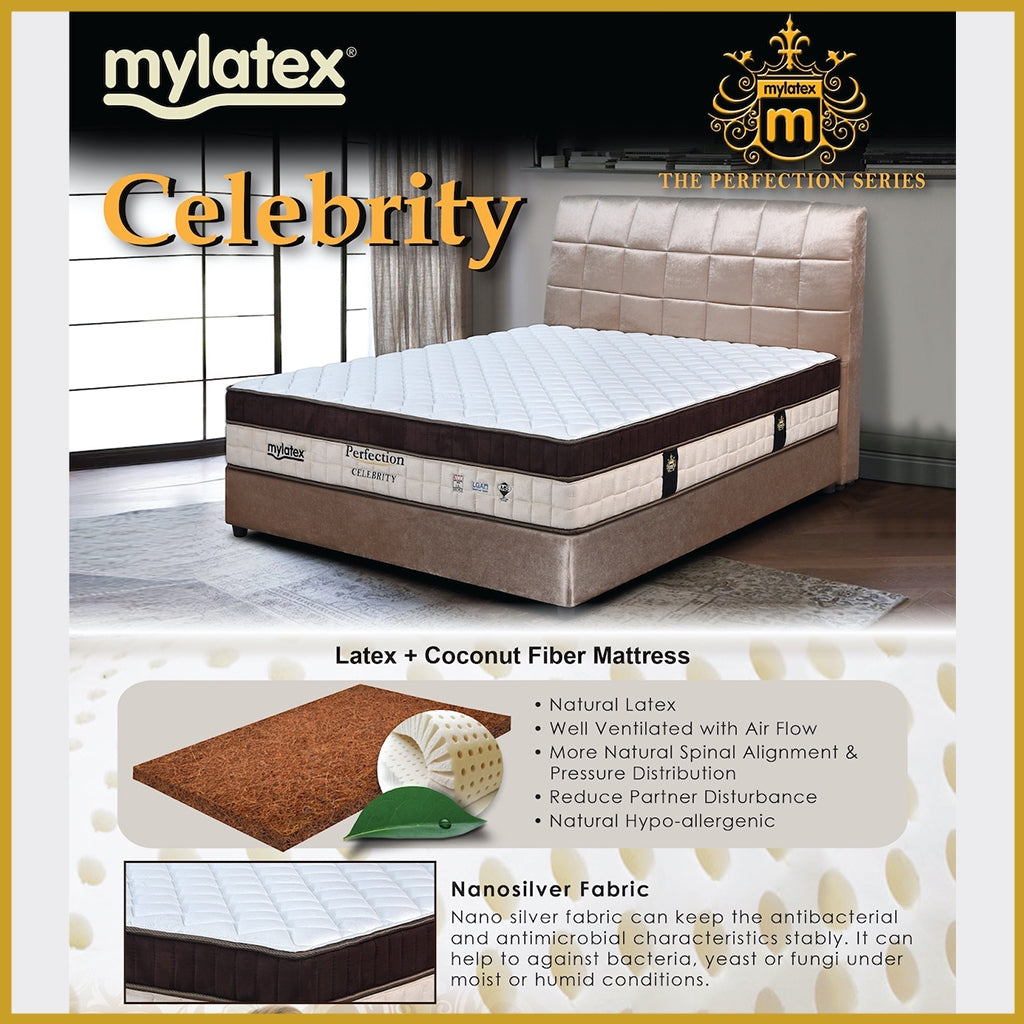 MyLatex CELEBRITY 12" Mattress Natural Latex, Coconut Fiber, Nano Silver Cover - All Size