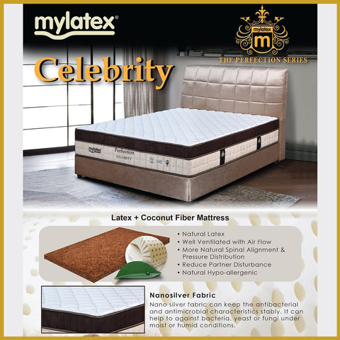 Image of MyLatex CELEBRITY 12" Mattress Natural Latex, Coconut Fiber, Nano Silver Cover - All Size
