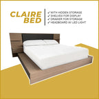 Claire Platform Bed Japanese Tatami Bedframe in Queen/King Size with Storage & Led Light