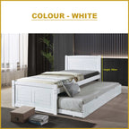 Delia Pull-Out Bed Frame Slatted Wood Base with Pull-out Bed w/ Mattress Option