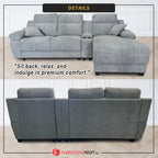Charles 3-Seater L-Shaped Lounge Sofa with Storage & Cup-Holder - PetFriendly Option
