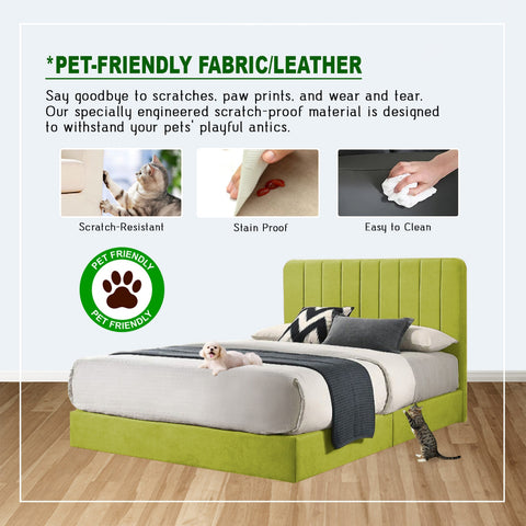 Image of Diomire Sarah Divan Bed Frame w/ Mattress - PetFriendly Scratchproof Material -All Sizes