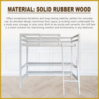 Lamer Single Loft Bed Solid Rubberwood Sturdy Durable in 3 Colours - w/ Mattress