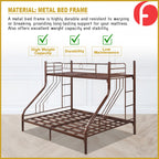 Tommy Queen+Single Size Metal Bunk Bed Frame in Copper Colour - w/ Mattress Option