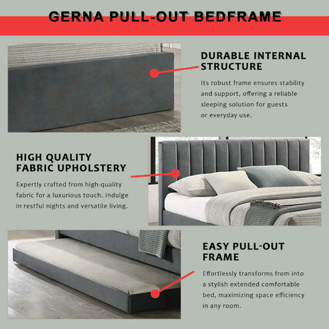 Image of DR Chiro Gerna Queen/King Leather/Pet-Friendly Fabric Pull-Out Bed Frame in 30 Colors