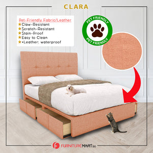 Clara Drawer Bedframe Storage Bed All Sizes - Pet-Friendly Option / Mattress Option