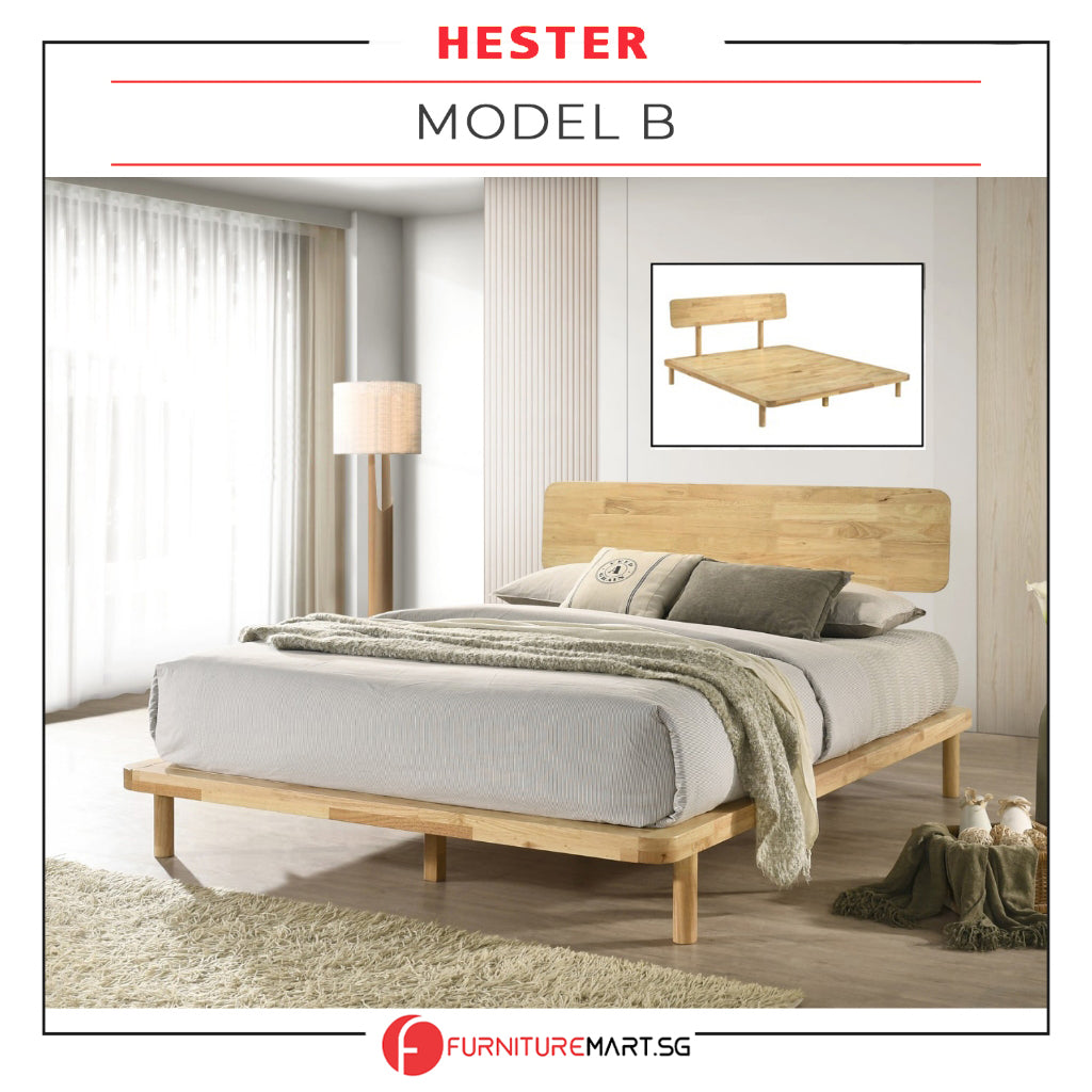Hester Series Queen/King Wooden Bed Frame Japanese Style Nordic Design in 3 Models