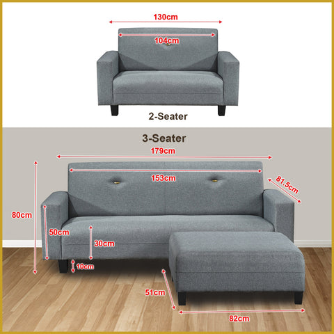 Image of Sophie Series1 2-Seater 3-Seater Sofa with Ottoman with Pet-Friendly Color Options