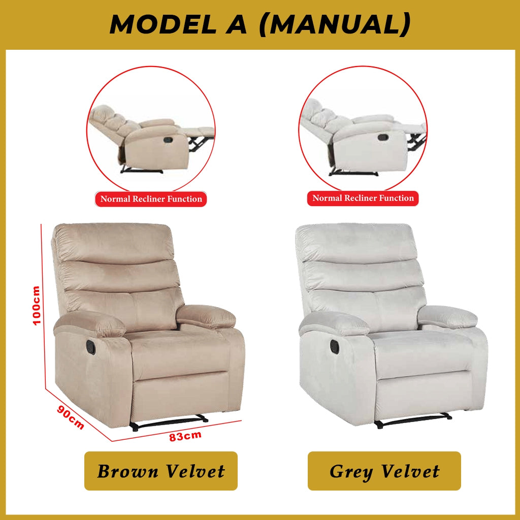 Scarlet Model A Premium Single Sofa Manual Recliner