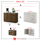 Hallie Series Modular Kitchen Cabinet Melamine Panel Top with Hanging Cabinet in Brown & Natural Color.