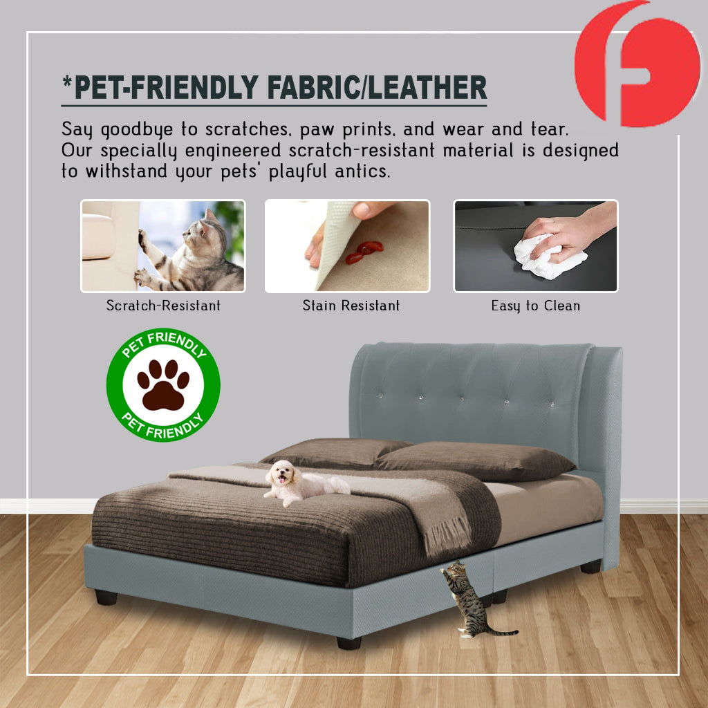 Novah Divan Bed Frame with Foam Padded Headboard PetFriendly - w/ Mattress All Sizes