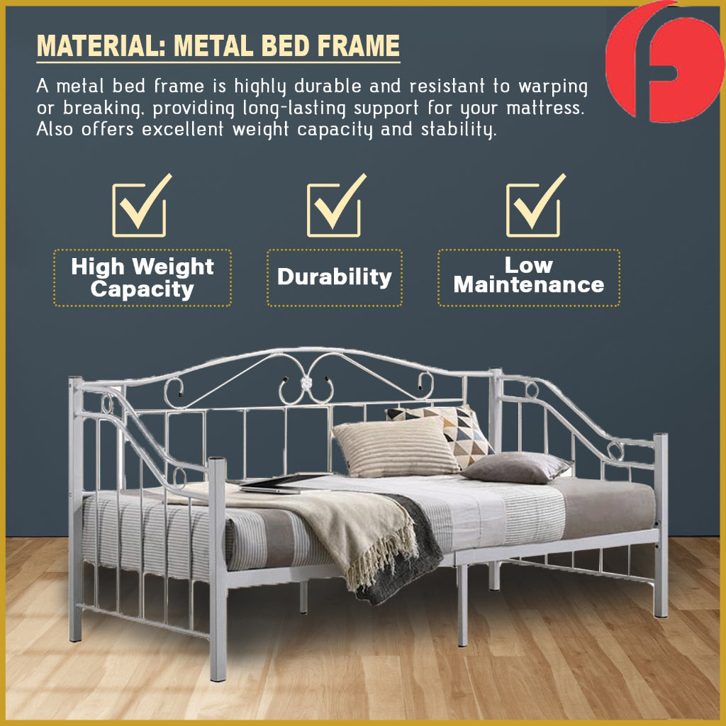 Ginny Single Metal Daybed Bed Frame Copper or White Colour - w/ Mattress Option