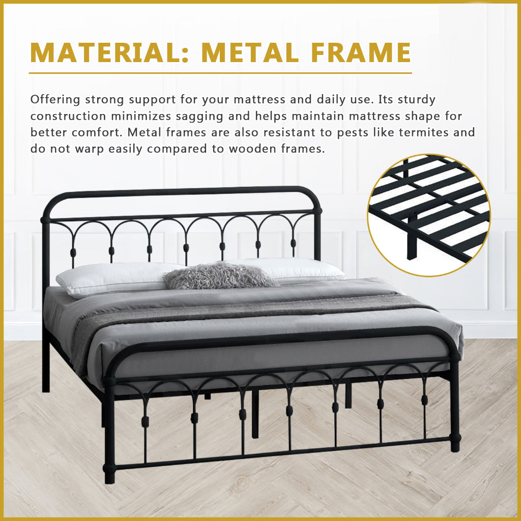 Rosie Queen Size Metal Bed Frame in White, Black, Rose Gold - W/ Mattress Option