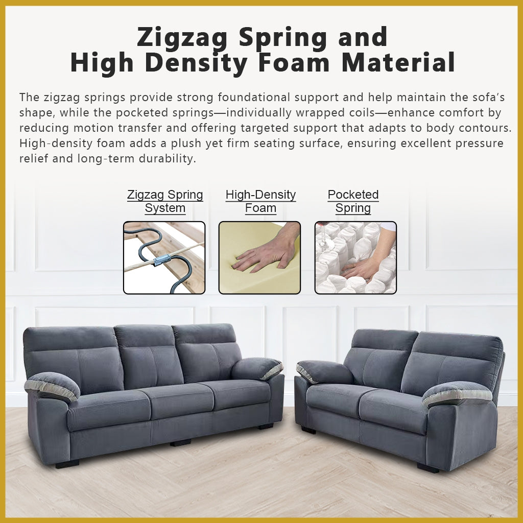 Flora 2/3-Seater Sofa Pocketed Spring / High Density Foam w/ PetFriendly Scratch-Resist