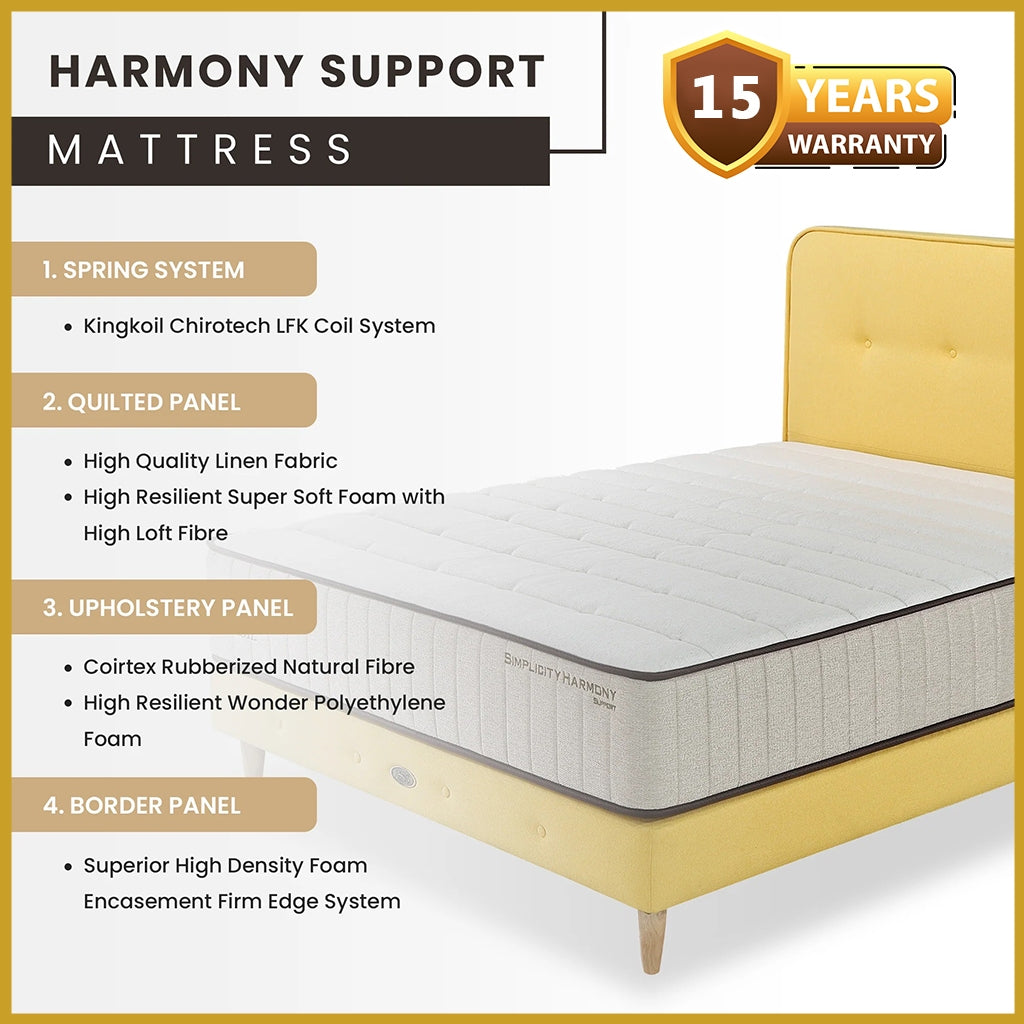 King Koil Simplicity SUPPORT 11" Mattress Flax Linen Collection - w/ Pillow - All Sizes