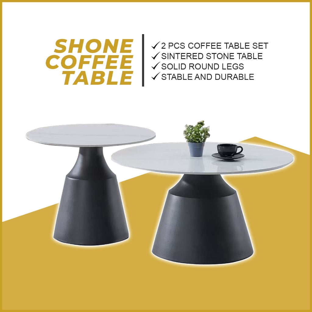 Shone 2 Pcs Set Elegant Sintered Stone Round Coffee Table