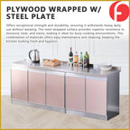 Greta Stainless Steel Top Kitchen Cabinet with Tempered Glass 5-Doors