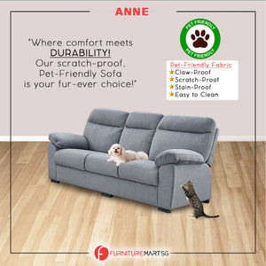 Anne Single Recliner with 2+3-Seater Sofa Set Pet-Friendly Fabric Scratch-proof Claw-Proof Easy Clean in Light Brown Colour