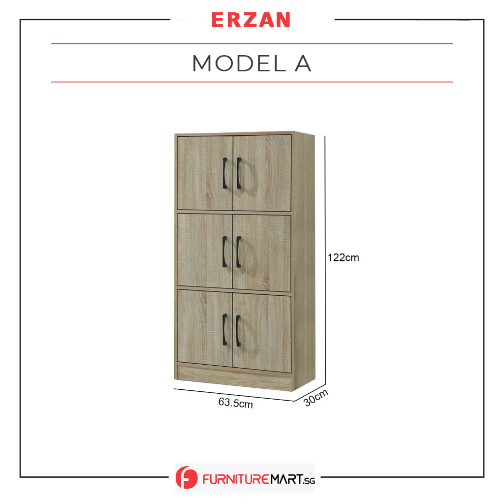 Erzan Series Cabinet Bookshelf in Natural Colour