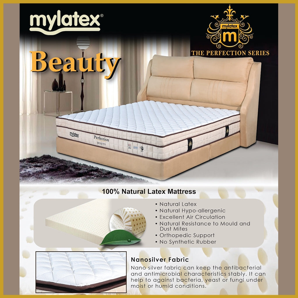 MyLatex Perfection BEAUTY 10.5" Mattress Natural Latex Nano SIlver Fabric - All Size