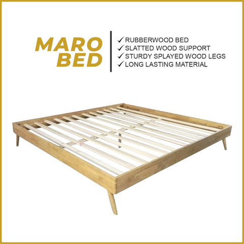 Image of Maro Solid Rubberwood Platform Bed Frame with Mattress Option - All Sizes Available