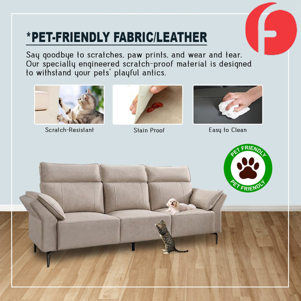 Shanni Series 2/3-Seater Sofa Pocket Spring in 47 Colour - w/ PetFriendly Fabric Option