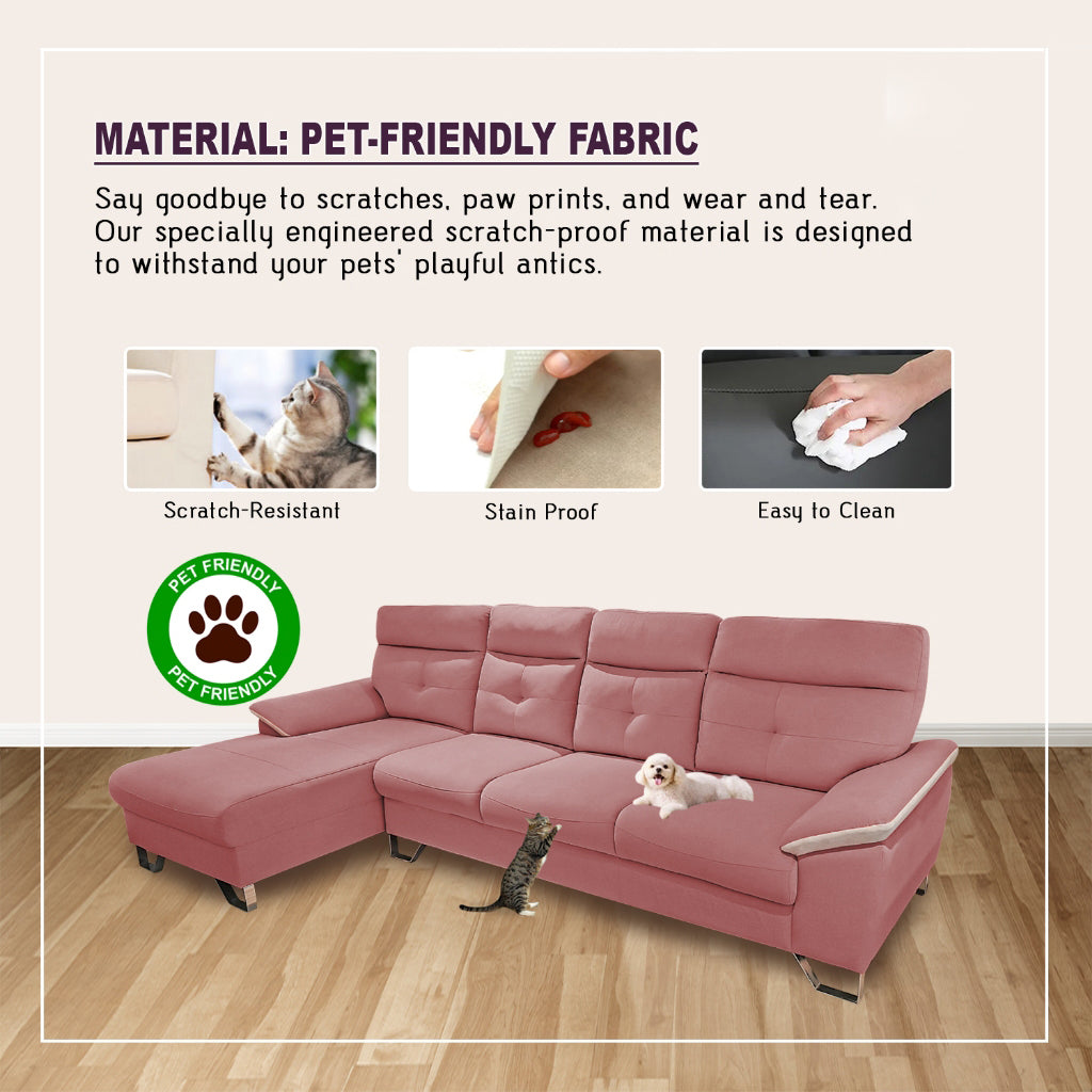 Arris 3-Seater/4-Seater L-Shaped Sofa - w/ PetFriendly Scratch Resistant Option