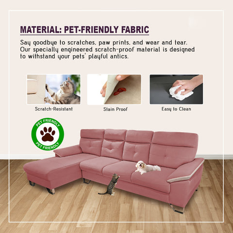 Image of Arris 3-Seater/4-Seater L-Shaped Sofa - w/ PetFriendly Scratchproof Option