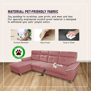 Arris 3-Seater/4-Seater L-Shaped Sofa - w/ PetFriendly Scratchproof Option