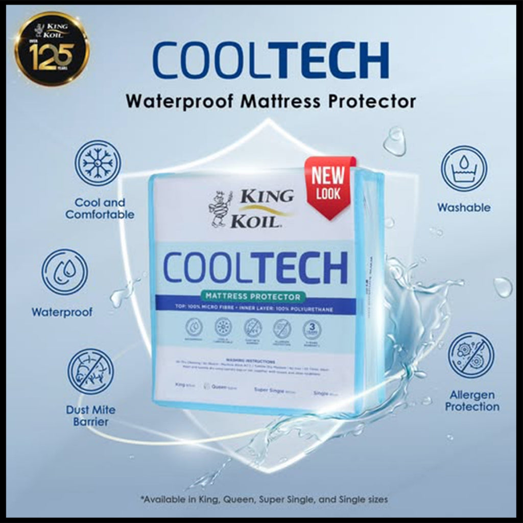 King Koil Cooltech Mattress Protector Waterproof Garterized Mattress Topper - All Size