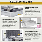 Cana Queen/King Size Platform Bed Frame with Side Table w/ Drawers & Hidden Storage