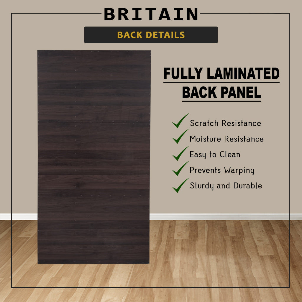 Britain Series 1/2/3/4/5 Doors Tall Wardrobe with Drawers and Top Cabinet in Black Walnut