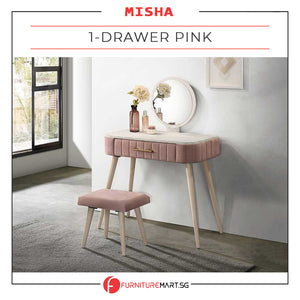 Misha Series Elegant Dressing Table with Stool in 2 Models - Available Grey and Pink Colour