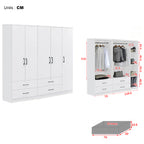 Cyprus Series 5 Door Wardrobe with 4 Drawers in Full White Colour