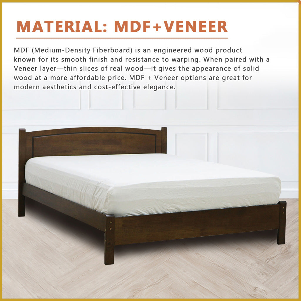 Izumi Wooden Bedframe Queen Size In 2 Colour with Mattress Option - MDF+Veneer Wood