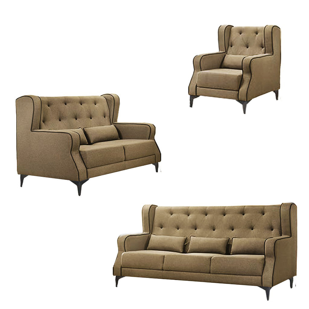 Elizabeth 1/2/3 Seater Mid Century High Back Fabric Sofa Set In 4 Colors