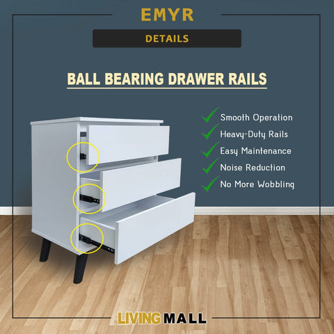 Image of Emyr Premium Chest of Drawers Full Laminated Back Panel in 3 Colours