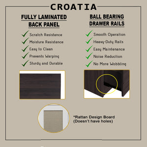 CROATIA Series 1/2/3/4/5 Doors Wardrobe Rattan Design with Drawers and Top Cabinet