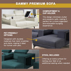 Sammy L-Shaped Sofa with Stool & Storage Upholstered w/ Pet-Friendly Option