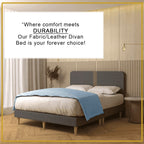 OIGAE Divan Bed Frame Fabric/Faux Leather in Grey Colours - All Sizes Available