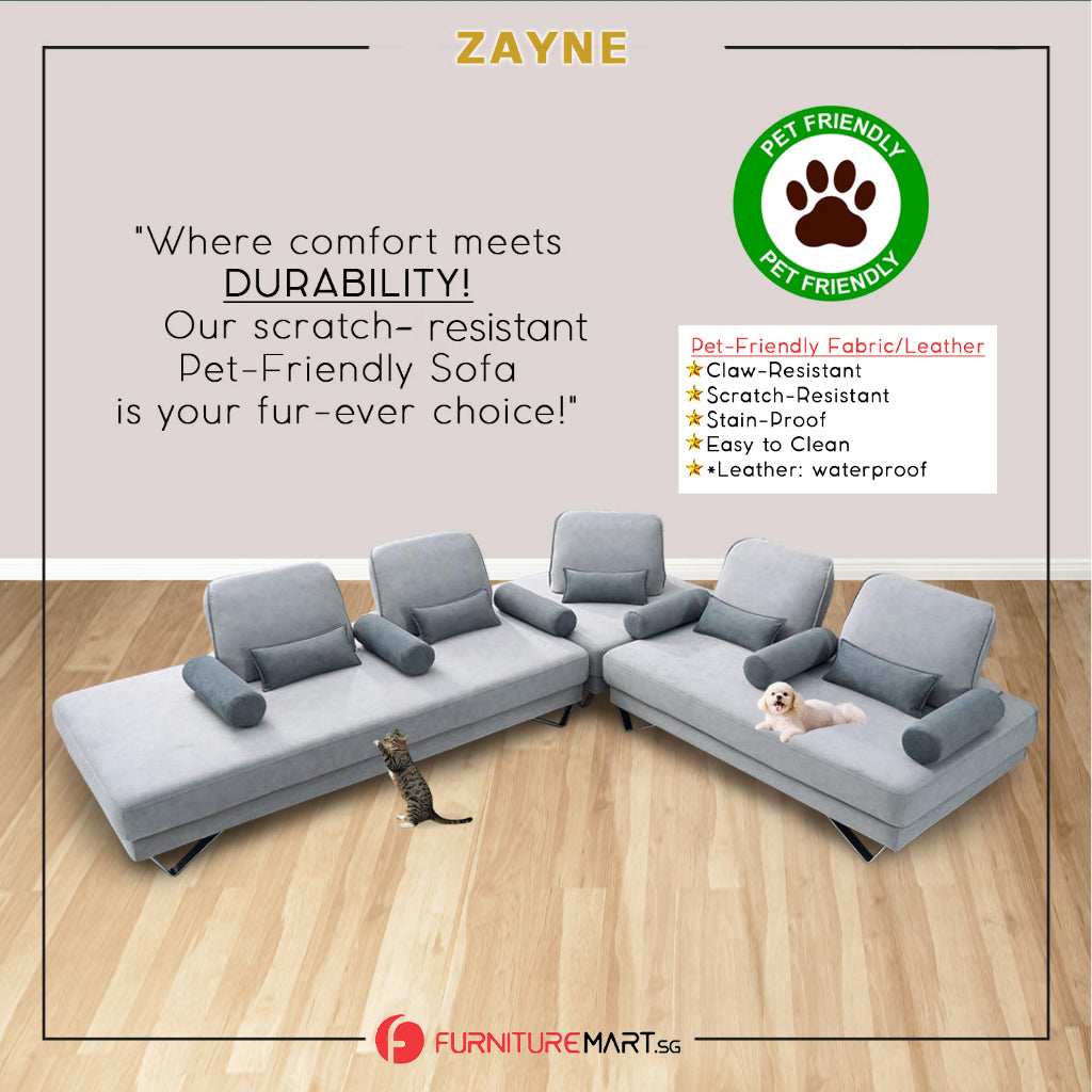 Zayne 1/2/3-Seater Sofa Set Pet Friendly Fabric Scratch-Resistant Stain-Proof in Grey Colour