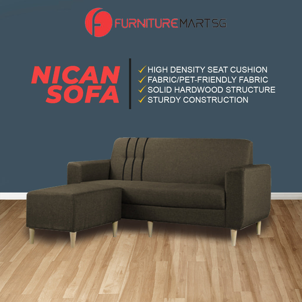 Nican 3-Seater Sofa with Chaise in Fabric Colours