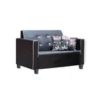 Onana Faux Leather Sofa with Ottoman In Black, Beige, And Brown