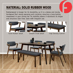 Xyrel Nordic Dining Set w/ Table, Chair & Bench Solid Rubber Wood in 3 Colours