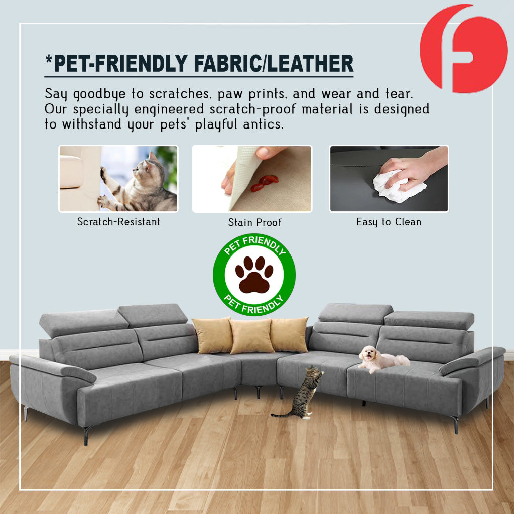 Randi Series Corner Sofa Pocket Spring Sofa in 47 Colour - w/ PetFriendly Fabric Option